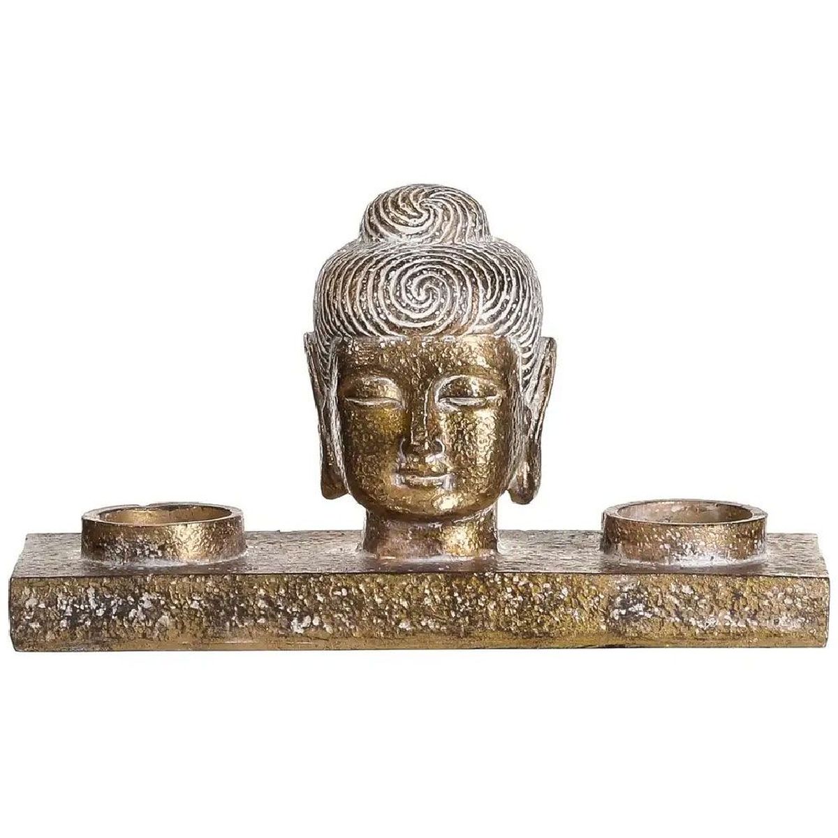 Buddha Candle Holder, Gold Patina, Resin