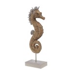 Decorative Statue Seahorse in Resin Cane-Like Finish