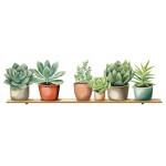 Watercolor Plant Pots Wall Sticker