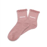 Pair of Glitter Socks for Girls with Scalloped Edge  Love