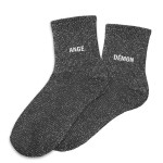 Pair of Mismatched Black Socks - Angel Demon