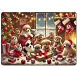 Christmas Puppies and Kittens Glass Cutting Board 28.5 x 20 cm