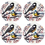 birds perched on Japanese cherry trees Coasters by Cbkreation