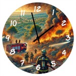 Glass Clock Firefighter 29 cm