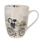 Porcelain Cup with Cat on a Bicycle in Paris - 340 ml