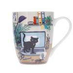 Porcelain Cup with Kitten Working from Home - 340 ml