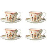 Set of 4 Nutcracker Tea Cups with Saucers