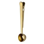 Measuring spoon clip in gold stainless steel