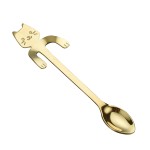 Cat-shaped spoon in golden stainless steel