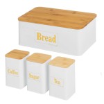 Set of White and Wood Kitchen Boxes