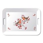 Large rectangular tray Christmas robins