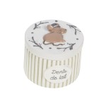 Little Tooth Box Mouse - White with Taupe Stripes