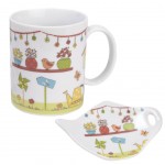 The garden Ceramic Mug with tea bag rests