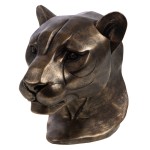 Panther Head Decorative Statue in Antique Gold Resin