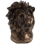 Lion Head Decorative Statue in Antique Gold Resin