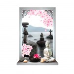 Zen Buddha and Cherry Blossoms sticker 67.5 x 43.5 cm