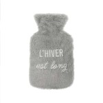 Hot Water Bottle with Grey Glitter Fur