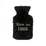 Hot Water Bottle with Black Glitter Fur