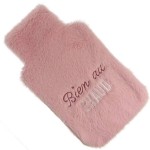 Hot Water Bottle with Pink Fleece and Bien au Chaud Embroidery