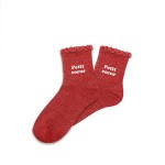 Glitter Socks for Girls with Scalloped Edge Red  Petit cur