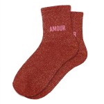 Amour Glitter Socks - Red