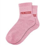 Sparkling socks Princess - Pink with red inscription