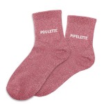 Pair of Mismatched Pink Glitter Socks Poulette and Pipelette