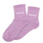 Pair of Mismatched Pink Glitter Socks Princess Bitch