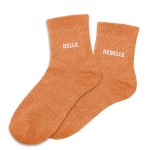 Pair of Mismatched Orange Glitter Socks Beautiful and Rebel