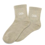 Beige Glitter Socks Cash