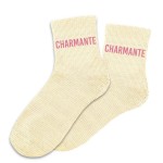 Beige Glitter Socks Charmante