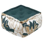 Lotus Beige and Green Cotton Floor Cushion  40 cm