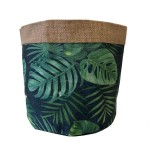 Jute plant pot with exotic leaf patterns