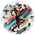 Glass Clock Bodybuilder player 29 cm