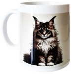 White ceramic mug Maine Coon 350 ml by Cbkration