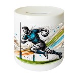 Ceramic piggy bank Rugby player