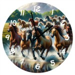 horses at a gallop  Glass Clock by Cbkreation 29 cm