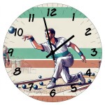 Ptanque player Glass Clock 29 cm