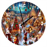 Glass Clock Christmas Night 29 cm