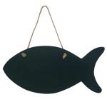 Black Wooden Fish-Shaped Slate Memo Board