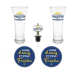 Set of 2 Pastis Glasses 2 Coasters and a Pourer