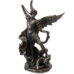 Statuette of Saint Mickal in bronze color 23 cm