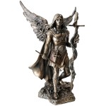 Statuette of Saint Gabriel in bronze color 23 cm