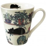 Porcelain cup Cat and plants by Kiub