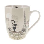 Porcelain Cup with Cat on a Parisian Terrace - 340 ml