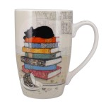 XL Porcelain Cup with Kitten on a Stack of Books - 490 ml