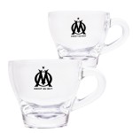 Set of 2 Glass Coffee Cups Olympique de Marseille