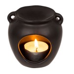 Black Jar-Shaped Oil Burner