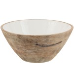 Mango Wood Bowl with White Interior