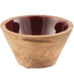 Small Mango Wood Bowl with Bordeaux Interior